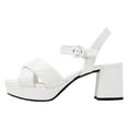 thumbnail image 1 of FSJ Women Fashion Platform Chunky Mid Heel Sandals Open Toe Crisscross Adjustable Buckle Strap Elegant Party Prom Evening Shoes Size 9 White, 1 of 4