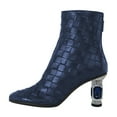 thumbnail image 1 of FSJ Women Fashion Round Closed Toe Weave Ankle Boots Crystal Chunky Block Mid Heel Sparkly Party Wedding Short Boots Shoes Size Size 8 Blue, 1 of 4