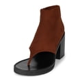 thumbnail image 1 of FSJ Women Fashion Round Open Toe Thong Booties Chunky High Heel Sandals Flip Flop Ankle Boots Side Zipper Party Prom Shoes Size 10 Sorrel, 1 of 4