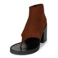 thumbnail image 1 of FSJ Women Fashion Round Open Toe Thong Booties Chunky High Heel Sandals Flip Flop Ankle Boots Side Zipper Party Prom Shoes Size 11 Sorrel, 1 of 4