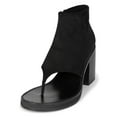 thumbnail image 1 of FSJ Women Fashion Round Open Toe Thong Booties Chunky High Heel Sandals Flip Flop Ankle Boots Side Zipper Party Prom Shoes Size 15 Black, 1 of 4