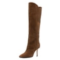 thumbnail image 1 of FSJ Women Fashion Square Closed Toe Knee High Boots Stiletto High Heel Pull On Long Boots Wide Calf Casual Outfit Shoes Size 12 Brown, 1 of 4