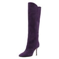 thumbnail image 1 of FSJ Women Fashion Square Closed Toe Knee High Boots Stiletto High Heel Pull On Long Boots Wide Calf Casual Outfit Shoes Size 8 Purple, 1 of 4