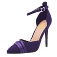 thumbnail image 1 of FSJ Women Fashion Strappy Pointed Closed Toe Ankle Buckle Strap D'Orsay Stiletto High Heels Sandals Pumps Party Wedding Shoes Size 12 Purple, 1 of 5