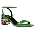 thumbnail image 1 of FSJ Women Gem Studded Open Toe Strappy Sandals Glossy Ankle Strap Low Chunky Heels Party Dressy Summer Buckle Shoes Size 10.5 Green, 1 of 4
