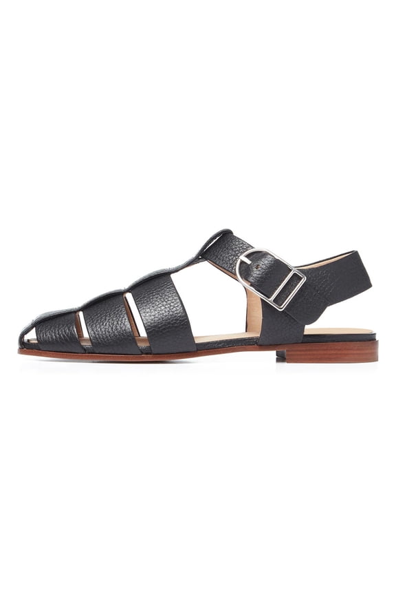 Women Vintage Closed Toe Flat Sandals Caged Comfort Adjustable Buckle Hollow Woven Roman Fisherman Sandals Size 13 Black