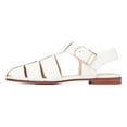 thumbnail image 1 of FSJ Women Vintage Closed Toe Flat Sandals Caged Comfort Adjustable Buckle Hollow Woven Roman Fisherman Sandals Size 6 White, 1 of 4