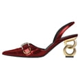 thumbnail image 1 of FSJ Women Glossy Pointed Closed Toe Slingback Pumps Chic Buckle Strap Sandals Slip On Chain High Heels Elastic Strap Dressy Shoes Size 8 Red, 1 of 5