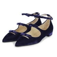 thumbnail image 1 of FSJ Women Graceful Bowknot Pointed Toe Flats Buckled Ankle Strap Mary Jane Low Heel Comfortable Casual Walking Shoes Size Size 8 Navy, 1 of 4
