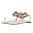 thumbnail image 1 of FSJ Women Graceful Flat Sandals Open Toe Thin Strap Gold Chain Ankle Strap Sandals Casual Summer Comfort Daily Work Party Shoes Size 16 Pale Green, 1 of 4