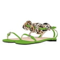 thumbnail image 1 of FSJ Women Graceful Flat Sandals Open Toe Thin Strap Gold Chain Ankle Strap Sandals Casual Summer Comfort Daily Work Party Shoes Size 9 Green, 1 of 4