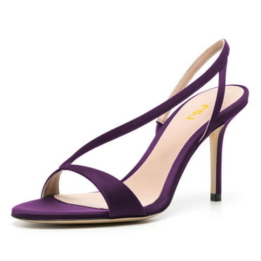 FSJ Women Graceful Open Toe Stiletto High Heel Sandals Strappy Slingback Slip On Sexy Dance Evening Dress Shoes Size 8 Purple