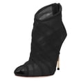 thumbnail image 1 of FSJ Women Graceful Peep Toe Mesh Ankle Boots Stiletto Heel Back Zipper Summer Bootie Fashion Night Club Party Pumps Shoes Size 10.5 Black, 1 of 4