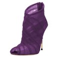 thumbnail image 1 of FSJ Women Graceful Peep Toe Mesh Ankle Boots Stiletto Heel Back Zipper Summer Bootie Fashion Night Club Party Pumps Shoes Size 7 Purple, 1 of 4