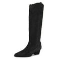 thumbnail image 1 of FSJ Women Knee High Boots Stacked Chunky Mid Heel Pointy Closed Toe Pull On Boots Slouchy Fashion Cowgirl Dress Long Shoes Size 8 Black, 1 of 3