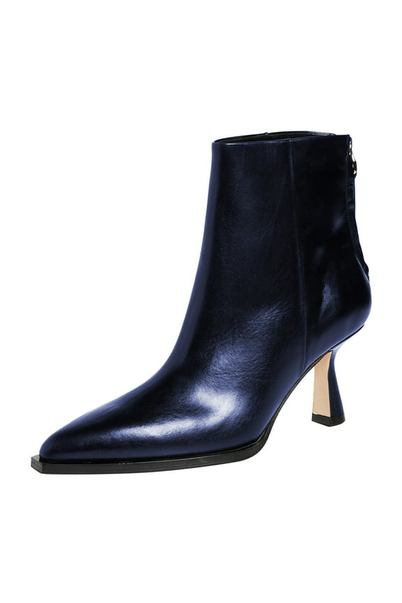 Women Low Heel Booties Pointed Toe Back Zipper Ankle Boots Closed Toe Fashion Comfy Short Boot for Women Size 8 Blue