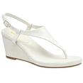 thumbnail image 1 of FSJ Women Low Wedge Heel Thong Sandals Ankle Strap Round Open Toe Flip Flops Comfortable Cushion Heeled Sandals Size 8.5 White, 1 of 4
