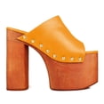 thumbnail image 1 of FSJ Women Open Round Toe Platform Clog Mules Studded Rivet Chunky Wooden Block High Heel Backless Summer Slide Sandals Size 14 Orange, 1 of 4