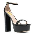 thumbnail image 1 of FSJ Women Open Round Toe Platform Sandals Ankle Strap Block High Heels Sexy Cocktail Party Summer Shoes Size 6.5 Black, 1 of 4