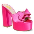 thumbnail image 1 of FSJ Women Open Toe Butterfly Platform Sandals Slip on Chunky High Heel Mules Fashion Prom Evening Slide Sandals Size 4 Deep Pink, 1 of 4