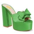 thumbnail image 1 of FSJ Women Open Toe Butterfly Platform Sandals Slip on Chunky High Heel Mules Fashion Prom Evening Slide Sandals Size 8 Green, 1 of 4