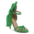 thumbnail image 1 of FSJ Women Open Toe Crisscross Strap Bowknot Sandals Thin Buckled Ankle Strap Stiletto High Heels Elegant Prom Party Shoes Size 15 Green, 1 of 5