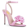 thumbnail image 1 of FSJ Women Open Toe Flower Sandals Ankle Buckle Strap Stiletto High Heels Charming Dressy Bridal Shoes Size 10.5 Pink, 1 of 6