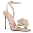 thumbnail image 1 of FSJ Women Open Toe Flower Sandals Ankle Buckle Strap Stiletto High Heels Charming Dressy Bridal Shoes Size 10 Light Yellow, 1 of 6