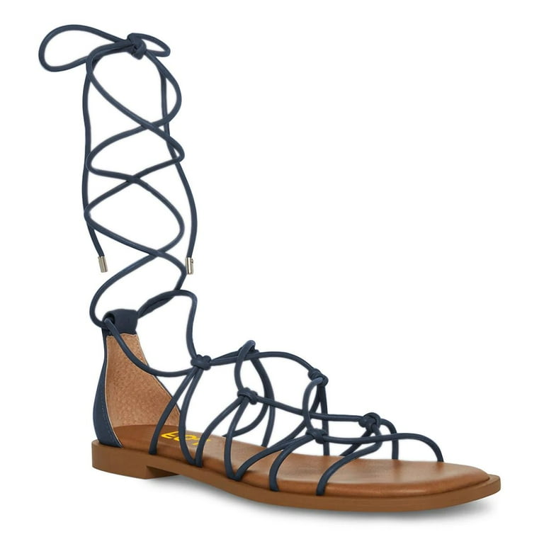 FSJ Women Open Toe Lace up Gladiator Sandals Woven Strappy Ankle