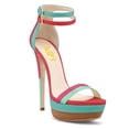 thumbnail image 1 of FSJ Women Open Toe Platform Stiletto High Heels Ankle Strap Double Buckle Sandals Sexy Party Formal Shoes Size 5 Multi-Red, 1 of 4