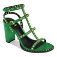 thumbnail image 1 of FSJ Women Open Toe Studded Rivets Gladiator Sandals Ankle Strap Buckle Chunky High Heels Cocktail Party Fashion Dressy Shoes Size 10.5 Green, 1 of 5