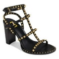 thumbnail image 1 of FSJ Women Open Toe Studded Rivets Gladiator Sandals Ankle Strap Buckle Chunky High Heels Cocktail Party Fashion Dressy Shoes Size 10 Black, 1 of 5