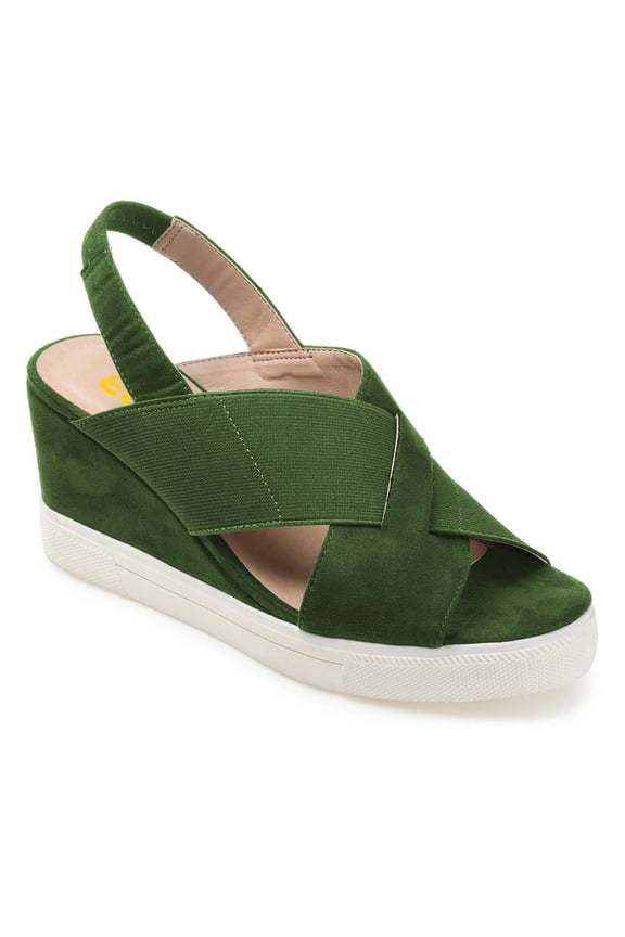 Women Peep Toe Wedge High Heels Cross Strap Platform Strappy Sandals Summer Casual Holiday Shoes Size 5 Green