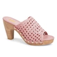 thumbnail image 1 of FSJ Women Platform Chunky Heel Sandals Braided Open Toe Slip On Wide Band Wooden Block Mules Shoes Size 8 Pink, 1 of 4