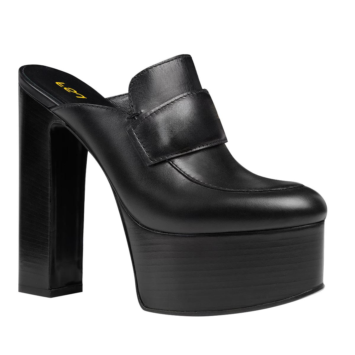 Amara Retro Chunky Platform Clogs Mules - Black