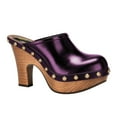 thumbnail image 1 of FSJ Women Platform Mules Closed Round Toe Studded Slip On Clogs Wooden Chunky Heel Slide Sandals Dressy Casual Shoes Size 4 Purple, 1 of 4