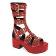 thumbnail image 1 of FSJ Women Platform Studded Mid Calf Gladiator Sandals Open Square Toe Buckle Block Heels Summer Dress Party Zipper Shoes Size 11 Red, 1 of 4