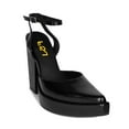 thumbnail image 1 of FSJ Women Pointed Toe Buckled Slingback Pumps Ankle Strap Platform Chunky High Heel Sandals Formal Dressy Work Shoes Size 6.5 Black, 1 of 4