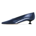 thumbnail image 1 of FSJ Women Pointed Toe Slip on Pumps V Cut Low Spool Heels Comfortable Business Daily Dress Shoes Size 4 Blue, 1 of 4