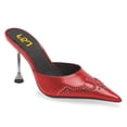 thumbnail image 1 of FSJ Women Pointed Toe Studded Backless Pumps Slip on Stiletto High Heel Mules Casual Dress Work Slides Shoes Size 7.5 Red, 1 of 5