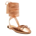 thumbnail image 1 of FSJ Women Round Toe Ankle Wrap Flats Cross Ribbon Slingback Bow Ballerinas Lace up Dance Prom Dressy Sandals Size 15 Bronze, 1 of 3