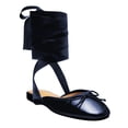 thumbnail image 1 of FSJ Women Round Toe Ankle Wrap Flats Cross Ribbon Slingback Bow Ballerinas Lace up Dance Prom Dressy Sandals Size 8 Blue, 1 of 3