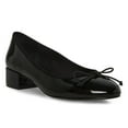 thumbnail image 1 of FSJ Women Round Toe Bowknot Strap Pumps Slip on Block Low Heels Comfortable Shopping Dress Shoes Size 8 Black, 1 of 5