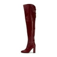 thumbnail image 1 of FSJ Women Sexy Chunky Thigh High Heel Back Lace Up Over The Knee Boots Almond Closed Toe Side Zipper Boots Wide Calf Dress Shoes Size 13 Red, 1 of 4
