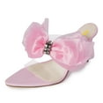 thumbnail image 1 of FSJ Women Sexy Cute Chiffon Pointed Open Toe Sandals Bow Slip On Stiletto High Heel Mules Daily Walking Party Dressy Shoes Size 5 Pink, 1 of 4