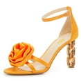 thumbnail image 1 of FSJ Women Sexy Flower Open Toe Sandals Three Crystal Block High Heels Pumps Adjustable Buckle Ankle Strap Prom Wedding Evening Shoes Size 15 Orange, 1 of 4