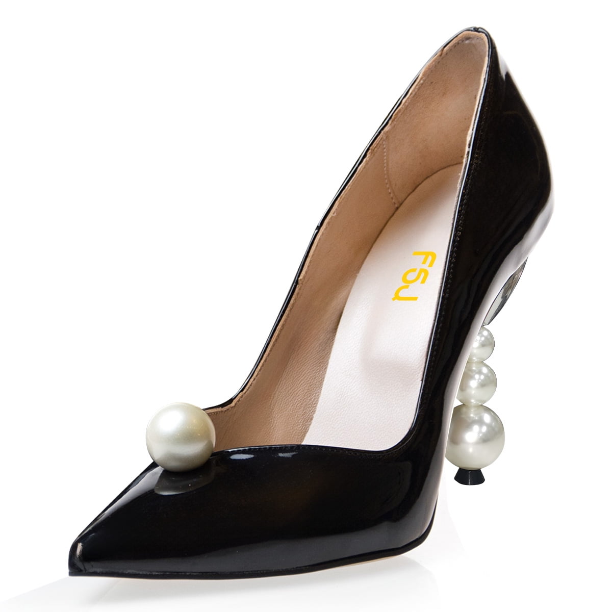 FSJ Women Sexy Pearls Studded High Heel Pumps Pointy Close Toe Slip On ...