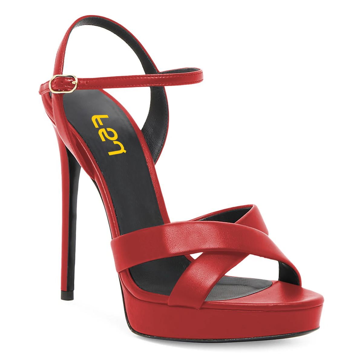 FSJ Women Sexy Platform Cross Strap Sandals Open Toe High Stiletto ...