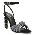 thumbnail image 1 of FSJ Women Sexy Pointed Open Toe Crystal High Heels Strap Knot Buckled Ankle Strap Sandals Cocktail Party Dressy Shoes Size 14 Black, 1 of 4