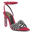 thumbnail image 1 of FSJ Women Sexy Pointed Open Toe Crystal High Heels Strap Knot Buckled Ankle Strap Sandals Cocktail Party Dressy Shoes Size 6 Crimson, 1 of 4